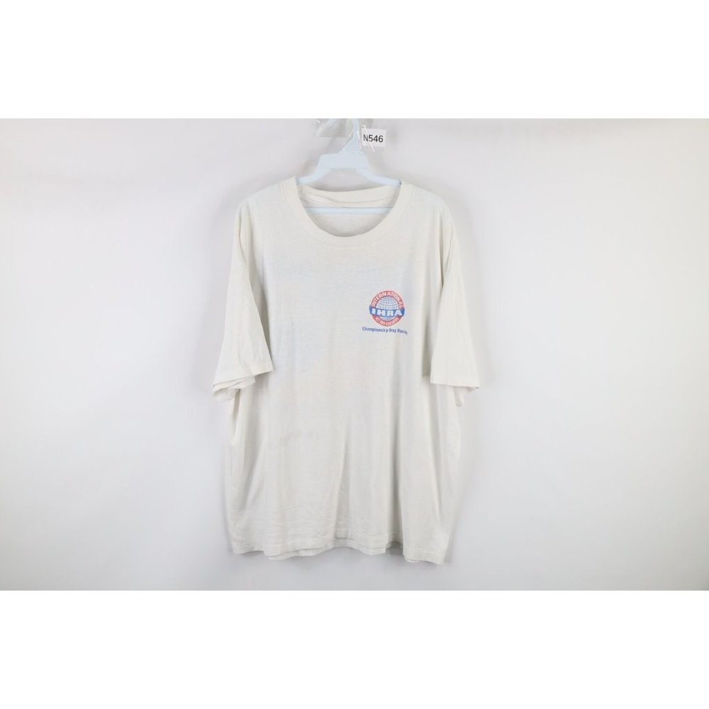 Vintage 90s Xl Distressed Ihra Championship Drag Racing Double Sided T-Shirt